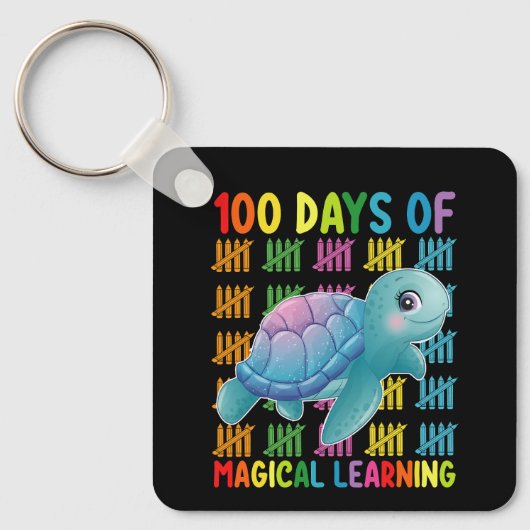 100 dagen magisch leren Turtle School Sleutelhanger (Voorkant)