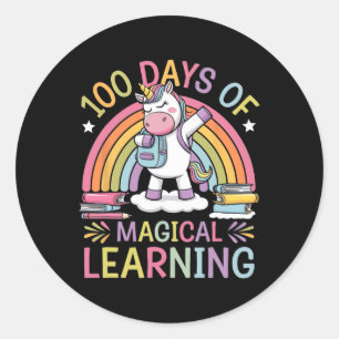100 dagen Magisch leren Unicorn 100e dag van Ronde Sticker