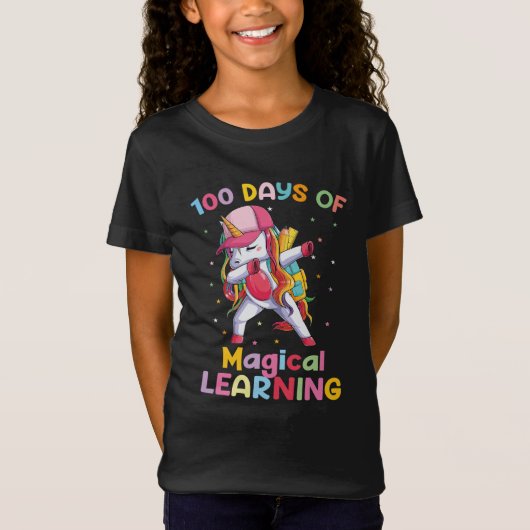 100 dagen Magisch leren van school Unicorn T-shirt (Voorkant)
