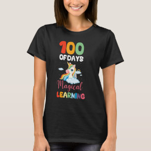 100 dagen Magische leerregenboog Unicorn 100 D T-shirt