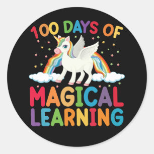 100 dagen Magische leerschool Unicorn Girls Ronde Sticker