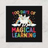 100 dagen Magische leerschool Unicorn Girls Vierkante Visitekaartje (Voorkant)
