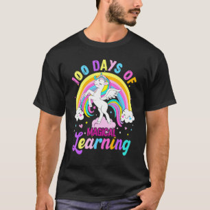 100 dagen Magische leertijd Unicorn regenboogstudi T-shirt