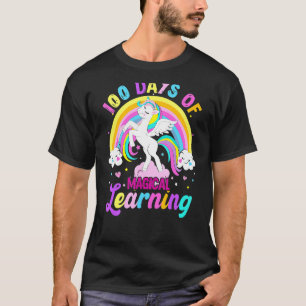 100 dagen Magische leertijd Unicorn regenboogstudi T-shirt