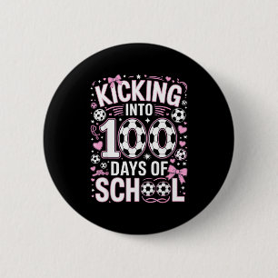 100 Dagen Meisjes Voetbal Flirterig Roze Strik Ronde Button 5,7 Cm