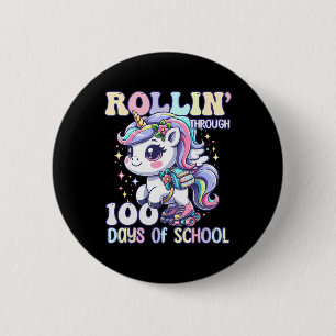 100 dagen meisjesjuf 100ste dag eenhoorn ronde button 5,7 cm