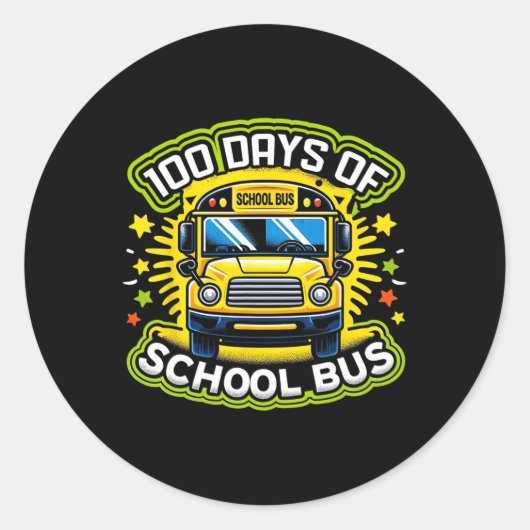 100 dagen met de schoolbus 1 ronde sticker (Voorkant)