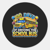100 dagen met de schoolbus 3 ronde sticker (Voorkant)
