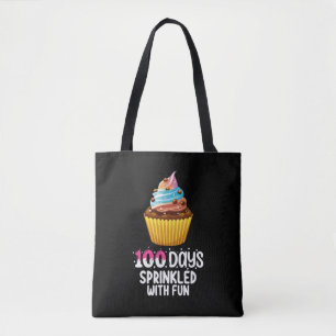 100 dagen met feestelijke cupcakes schooljuf tote bag
