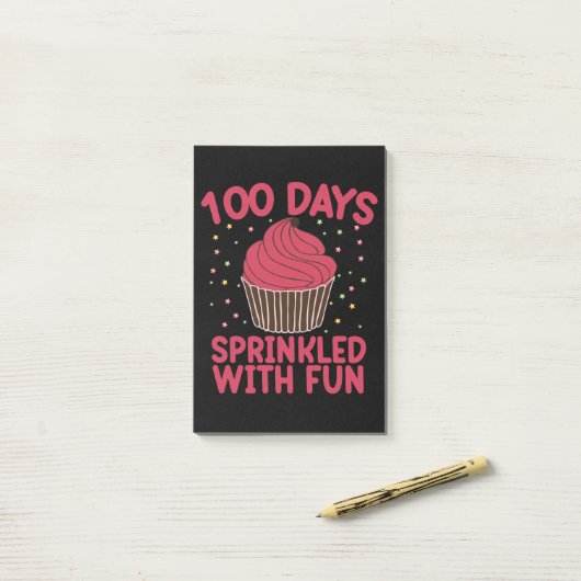 100 dagen met feestelijke spikkels Cupcake scholie Post-it® Notes (Op bureau)
