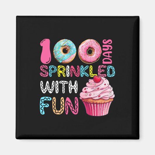 100 dagen met leuke Cupcake bespikkeld 100ste dag  Magneet (Voorkant)