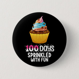 100 dagen met leuke cupcakes bespikkeld schooljuf ronde button 5,7 cm
