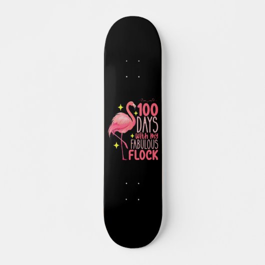 100 dagen met mijn fantastische kudde flamingo sch persoonlijk skateboard (Voorkant)