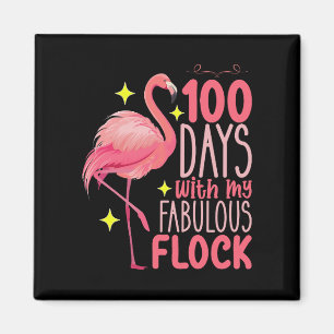 100 dagen met mijn fantastische kudde flamingoscho magneet