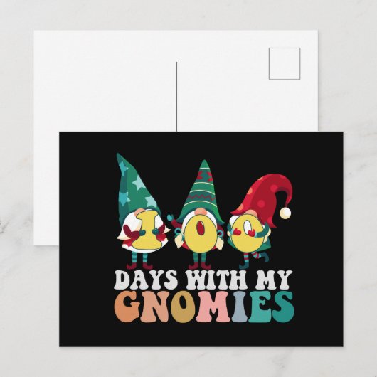 100 dagen met mijn Gnomies Grappig Onderwijs Schoo Briefkaart (Voorkant / Achterkant)