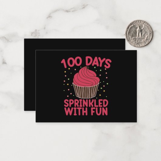 100 dagen met strooigoed Fun Cupcake scholier Notitiekaartje (Voorkant / Achterkant in situ)