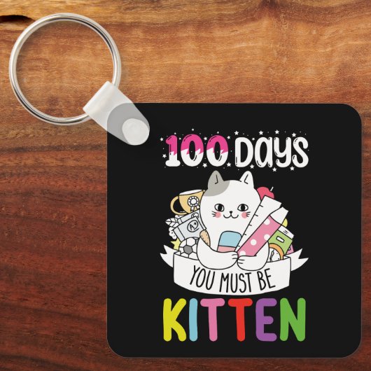 100 dagen moet je kitten kat van school zijn sleutelhanger (Voorkant)
