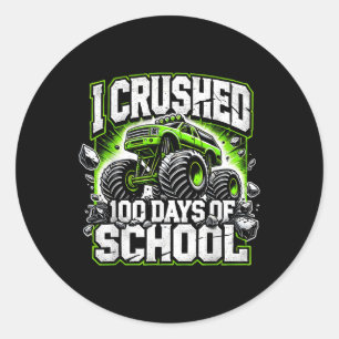 100 dagen Monster Truck Boys 100e dag Ronde Sticker