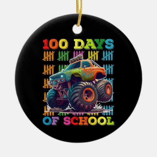 100 Dagen Monstertruck Leraar Student Keramisch Ornament (Voorkant)