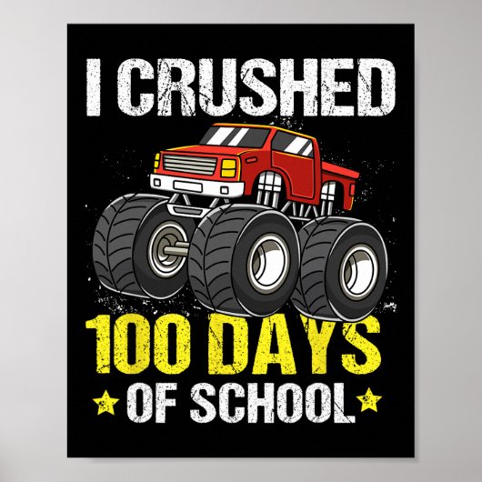 100 dagen Monstertruck voor kinderen Jongens Poster (Voorkant)