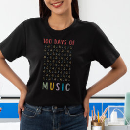 100 dagen Muzieknoten 100e schooldag leraar T-shirt