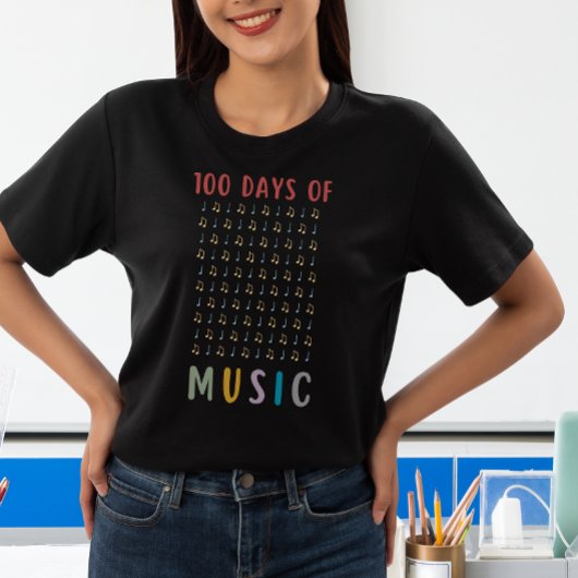 100 dagen Muzieknoten 100e schooldag leraar T-shirt