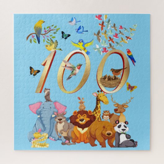 100 dagen naar school met wilde dieren legpuzzel (Verticaal)