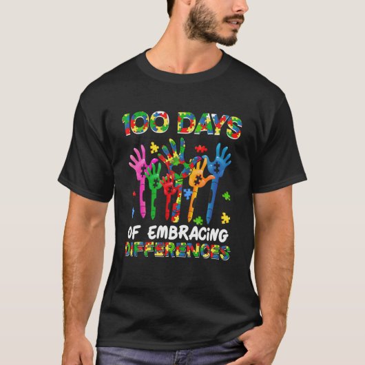 100 dagen om verschillen bij autisme te benadrukke t-shirt (Voorkant)