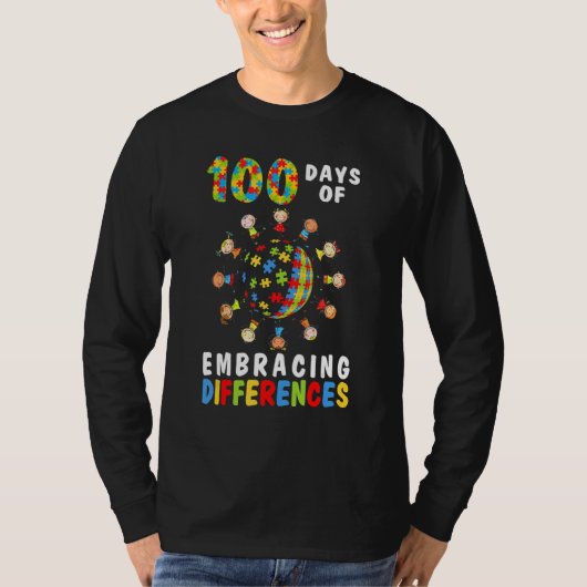 100 dagen om verschillen bij autisme te benadrukke t-shirt (Voorkant)