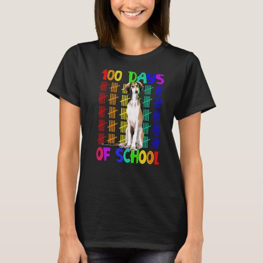 100 dagen op school Borzoi Dog-bril Smar T-shirt (Voorkant)