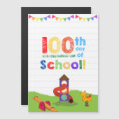 100 dagen op school - Kleurrijke mijlpaalviering Magnetische Uitnodiging (Voorkant / Achterkant)