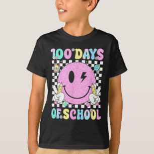100 Dagen Op School Retro Glimlach Gezicht Leraar T-shirt