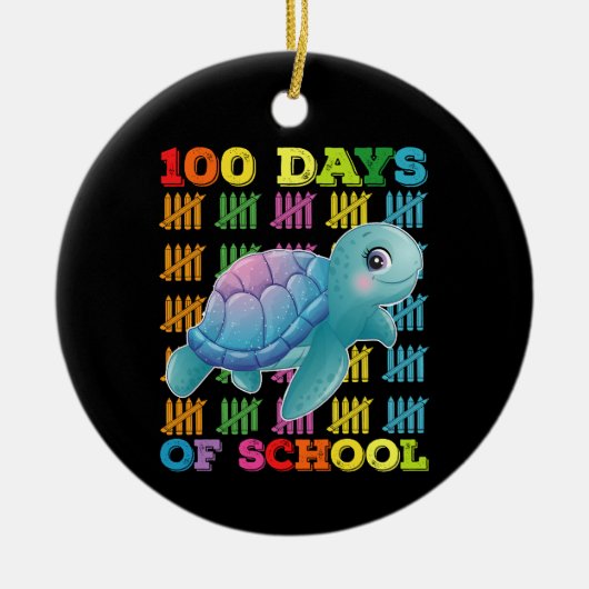 100 Dagen Op School Schildpad Leraar Student Keramisch Ornament (Voorkant)