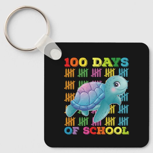 100 Dagen Op School Schildpad Leraar Student Sleutelhanger (Voorkant)