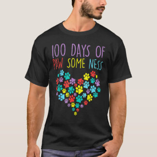 100 Dagen Pawsomeness Hart 100e Dag School Hond T-shirt