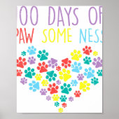 100 dagen Pawsomeness Heart 100th Day School Dog Poster (Voorkant)