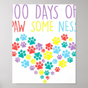 100 dagen Pawsomeness Heart 100th Day School Dog Poster