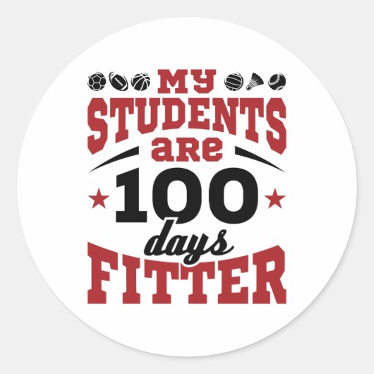 100 dagen PE-leraar 100 dagen Fitter Ronde Sticker (Voorkant)