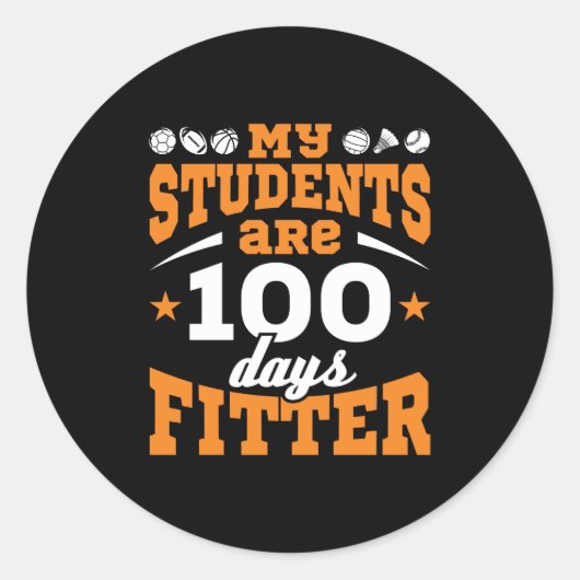 100 dagen PE-leraar 100 dagen Fitter Ronde Sticker (Voorkant)