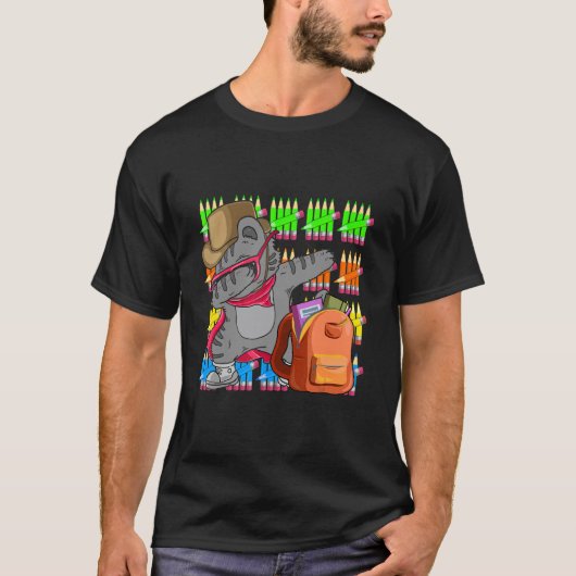 100 dagen potlood Dabbing kat slimmer studiehoofd T-shirt (Voorkant)