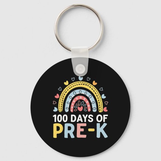 100 dagen Pre K Rainbow Happy 100th Day of School Sleutelhanger (Voorkant)