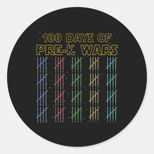 100 dagen pre-K Wars 100ste schooldag Ronde Sticker (Voorkant)