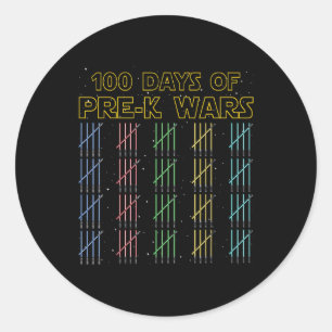 100 dagen pre-K Wars 100ste schooldag Ronde Sticker