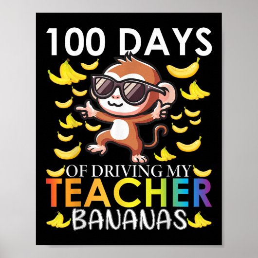 100 dagen rijden met mijn leraar bananen 100e dag poster (Voorkant)