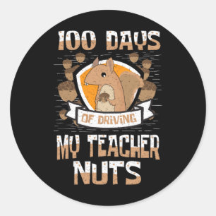 100 dagen rijden van mijn leraar Nuts 100e dag cad Ronde Sticker