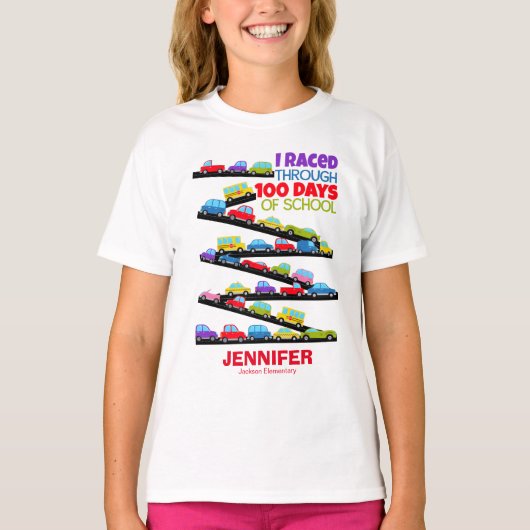 100 dagen Schattigee grappige auto's T-shirt (Voorkant)