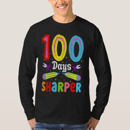 100 dagen scherper 100 dagen school potlood 100 da t-shirt (Voorkant)