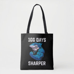 100 dagen scherper haai 100ste dag van school gym tote bag