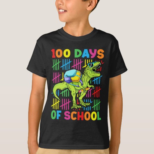 100 dagen school 100 dagen Dinosaur Boys Kinder T-shirt (Voorkant)