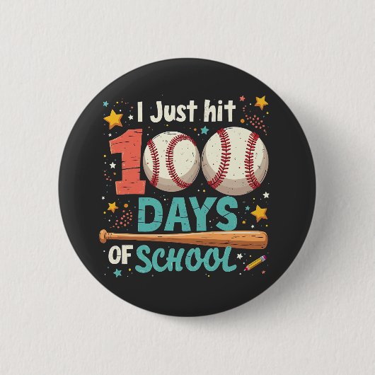 100 dagen school 100 dagen honkbal ronde button 5,7 cm (Voorkant)